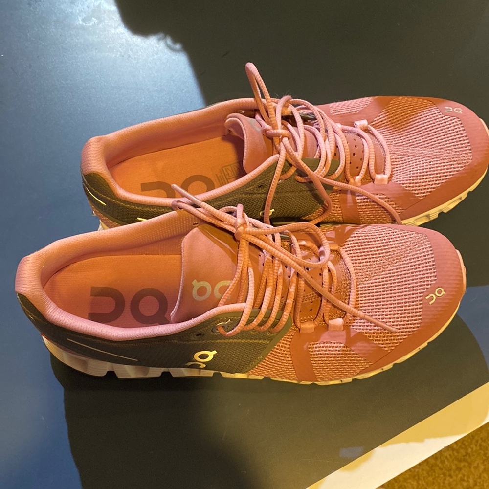 On Cloud pink tennis shoes